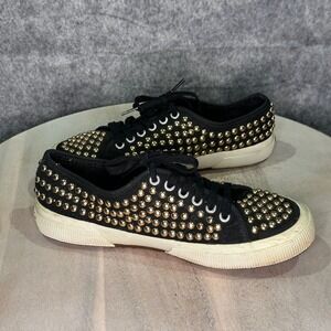Superga Cotstuds Platform Sneakers Womens Black Studded Lace Up